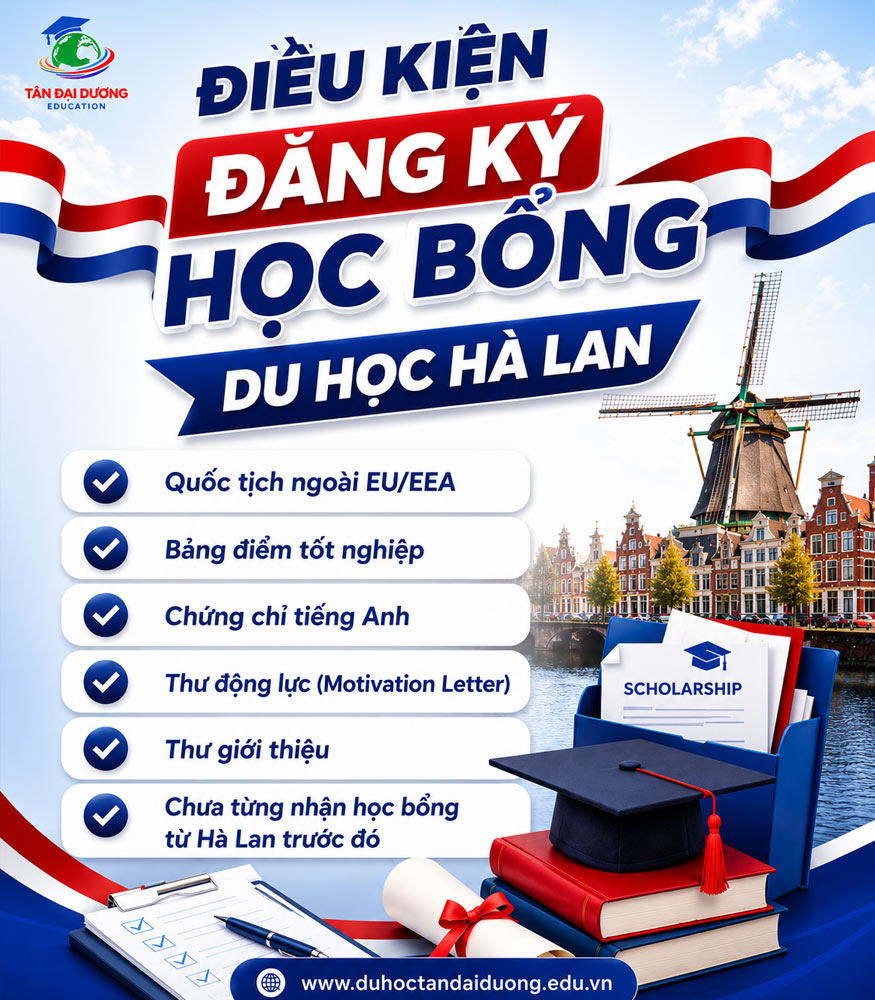Điều kiện đăng ký học bổng du học Hà Lan