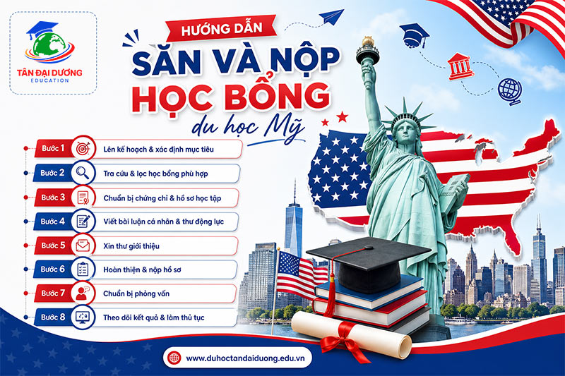 Hướng dẫn săn và nộp học bổng du học Mỹ