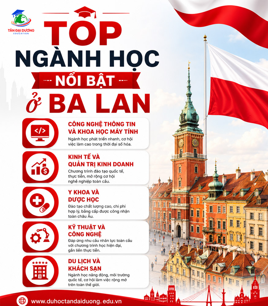 Top ngành học nổi bật ở Ba Lan