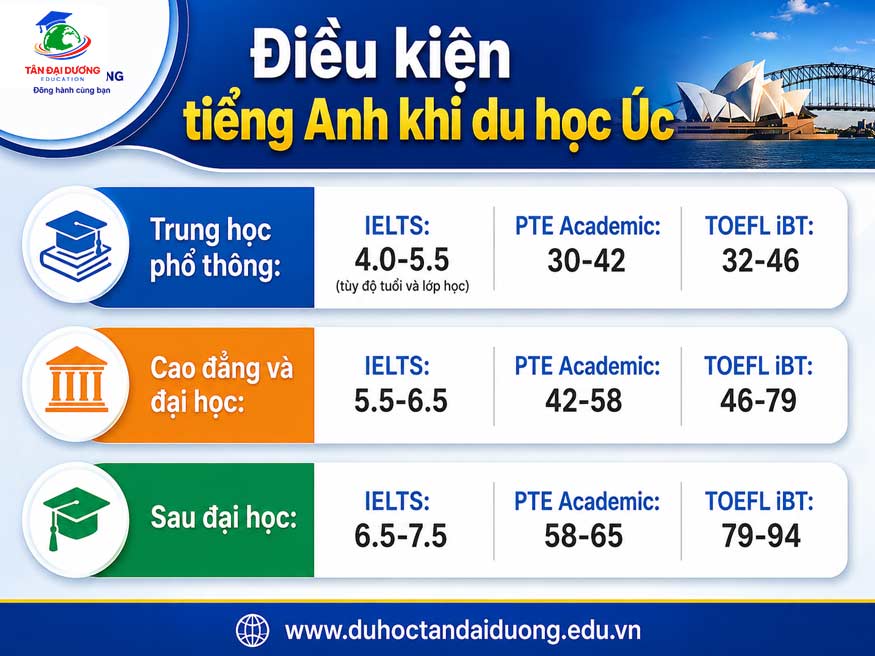 Điều kiện tiếng Anh khi du học Úc