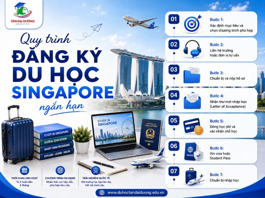 Quy trình đăng kí du học Singapore ngắn hạn